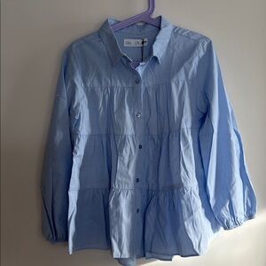 NWT Zara Sky Blue Tiered Shirt